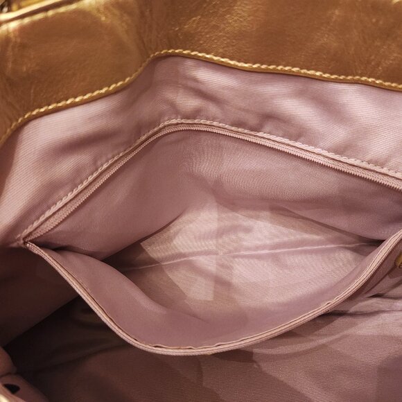 Coach Soho East West Leather Shoulder Bag - Ivory w/Gold Metallic - EUC - Picture 7 of 11